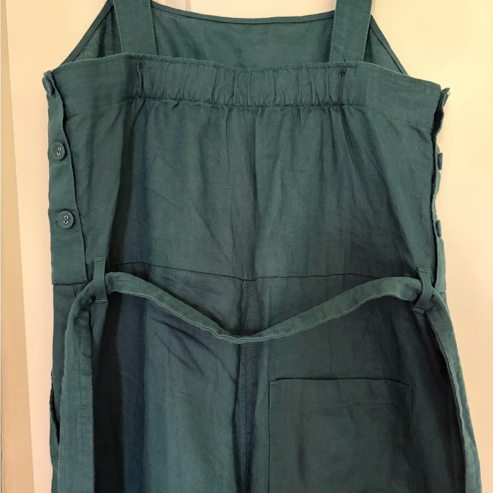 Everlane Square-Neck linen Jumpsuit in dark sea size 00 like new